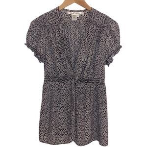 Max Studio Animal Print Rayon Peplum Top Size Large